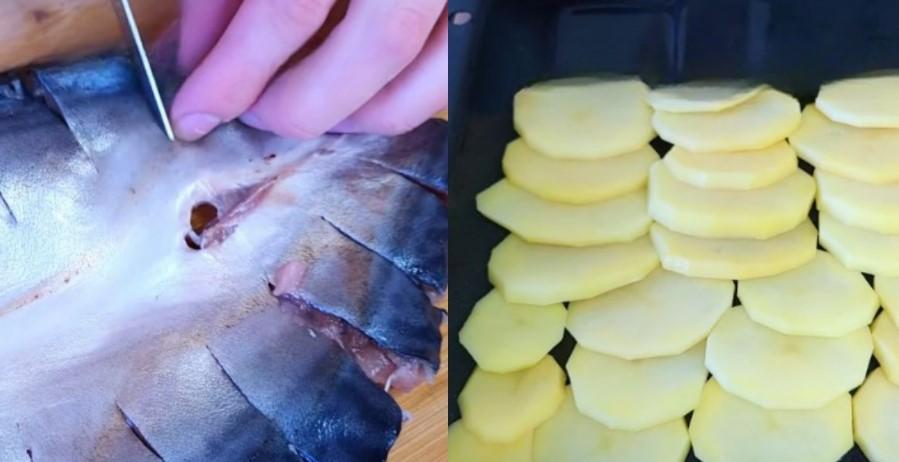 Скумбрія з картоплею в духовці по-одеськи