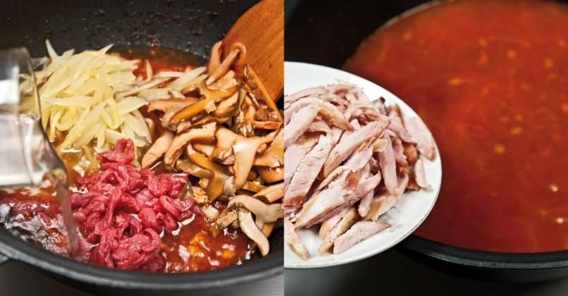 М'ясна солянка на сковороді з трьома видами м'яса