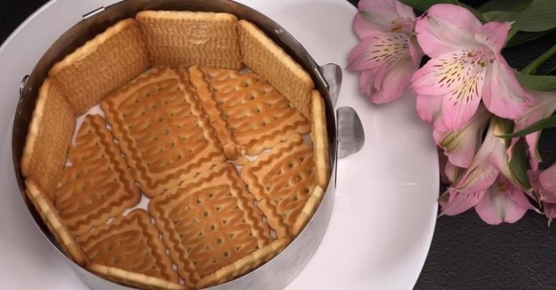Пломбірний торт із печивом без випічки