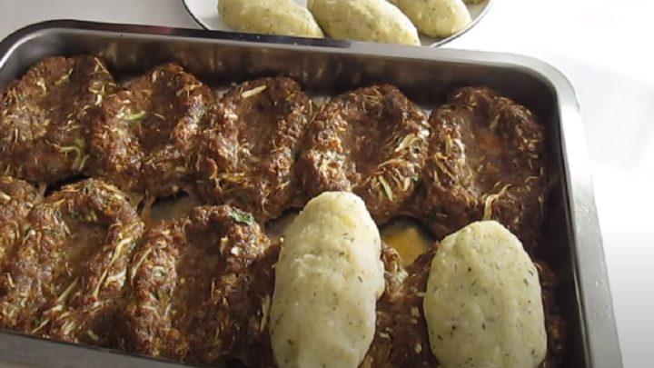М'ясні човники з капустою і картопляним пюре